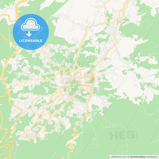 Printable street map of Petropolis, Brazil