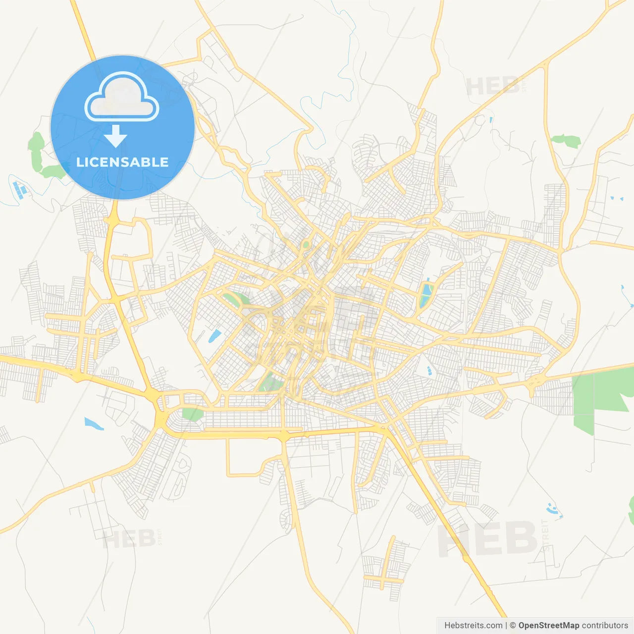 Printable street map of Uberaba, Brazil
