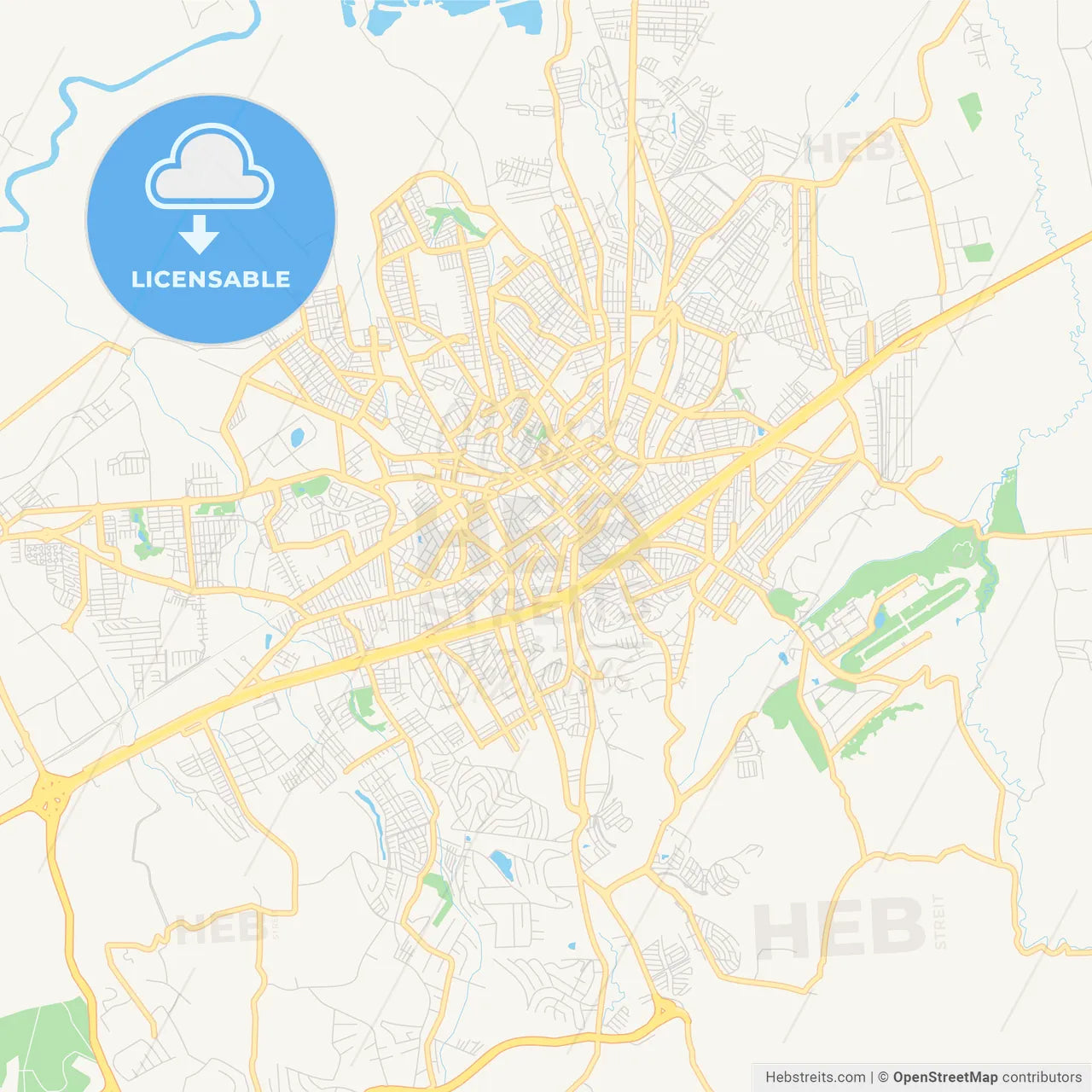 Printable street map of Taubate, Brazil