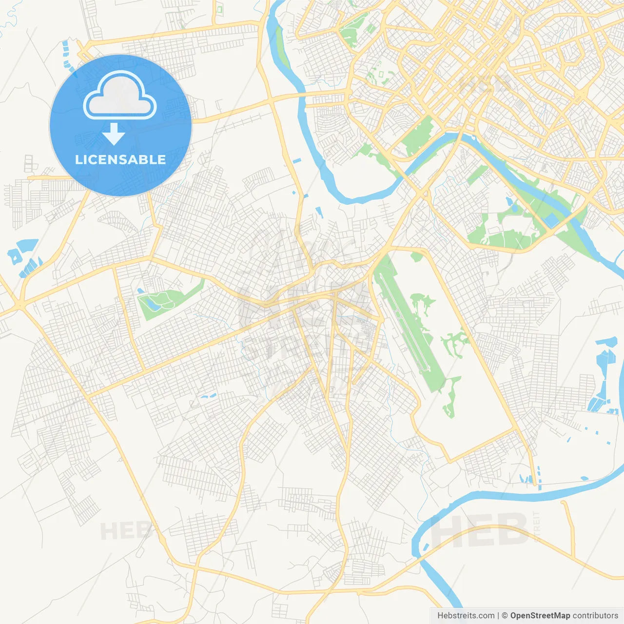 Printable street map of Varzea Grande, Brazil