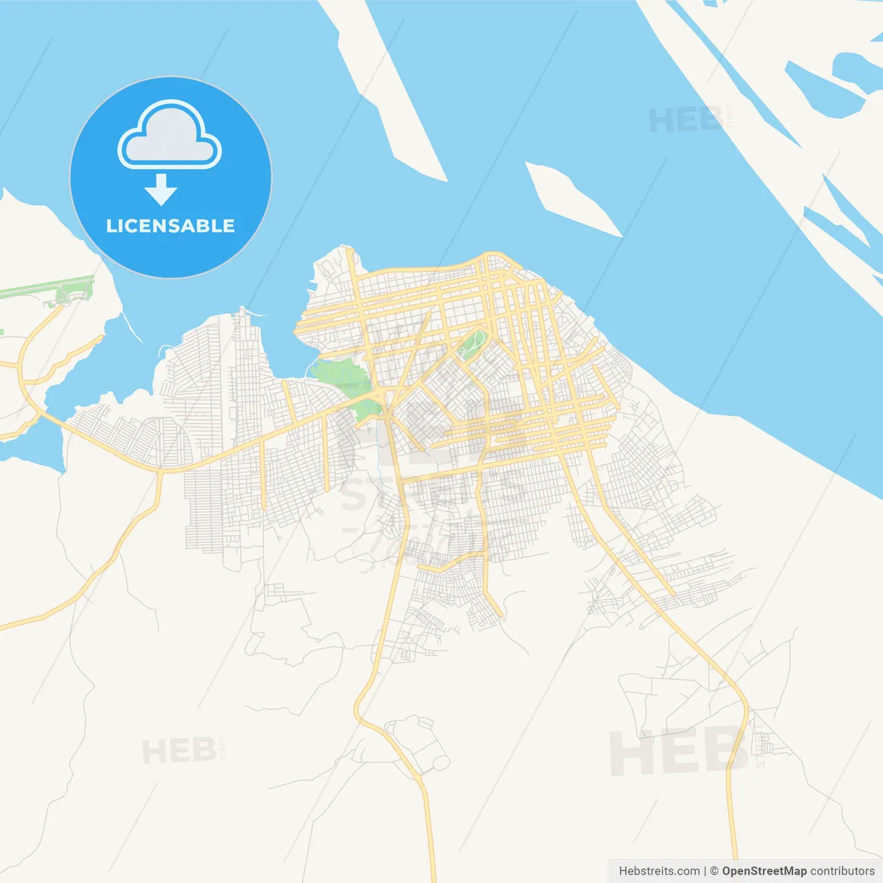 Printable street map of Santarem, Brazil