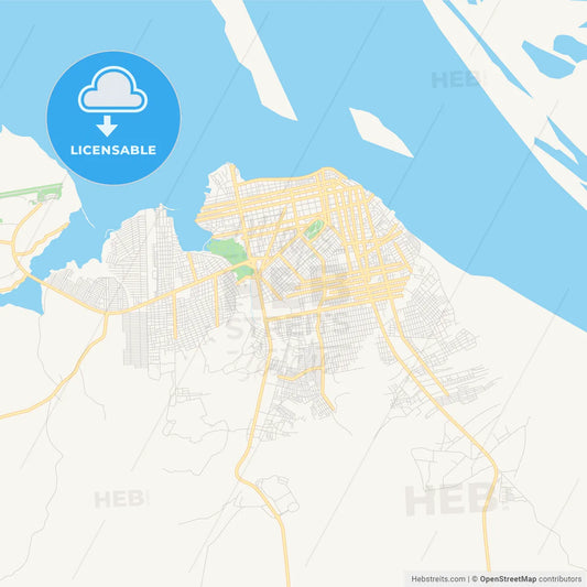 Printable street map of Santarem, Brazil