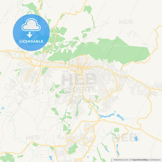 Printable street map of Pocos de Caldas, Brazil