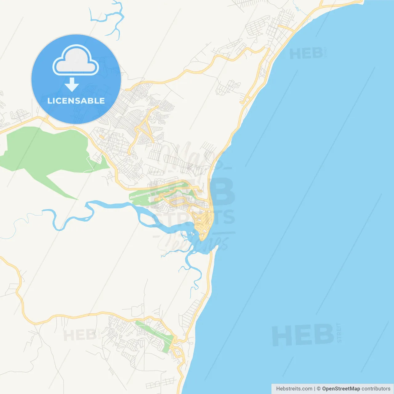 Printable street map of Porto Seguro, Brazil