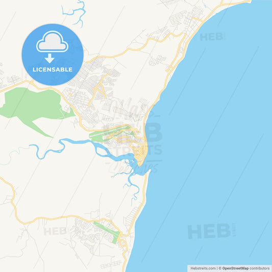 Printable street map of Porto Seguro, Brazil