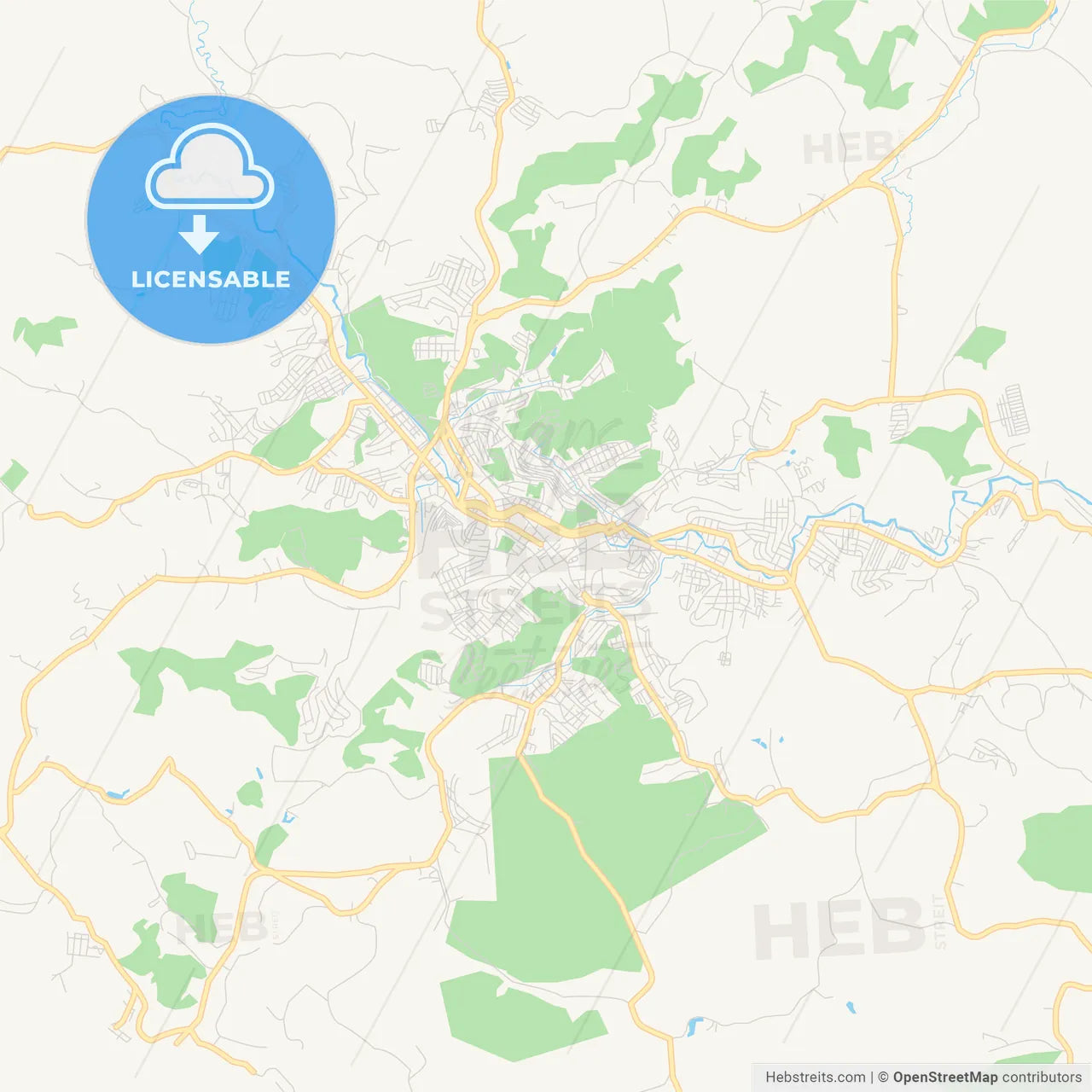 Printable street map of Uba, Brazil