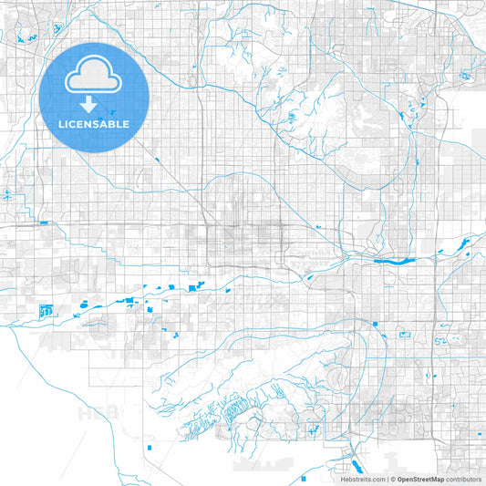 Rich detailed vector map of Phoenix, Arizona, U.S.A.