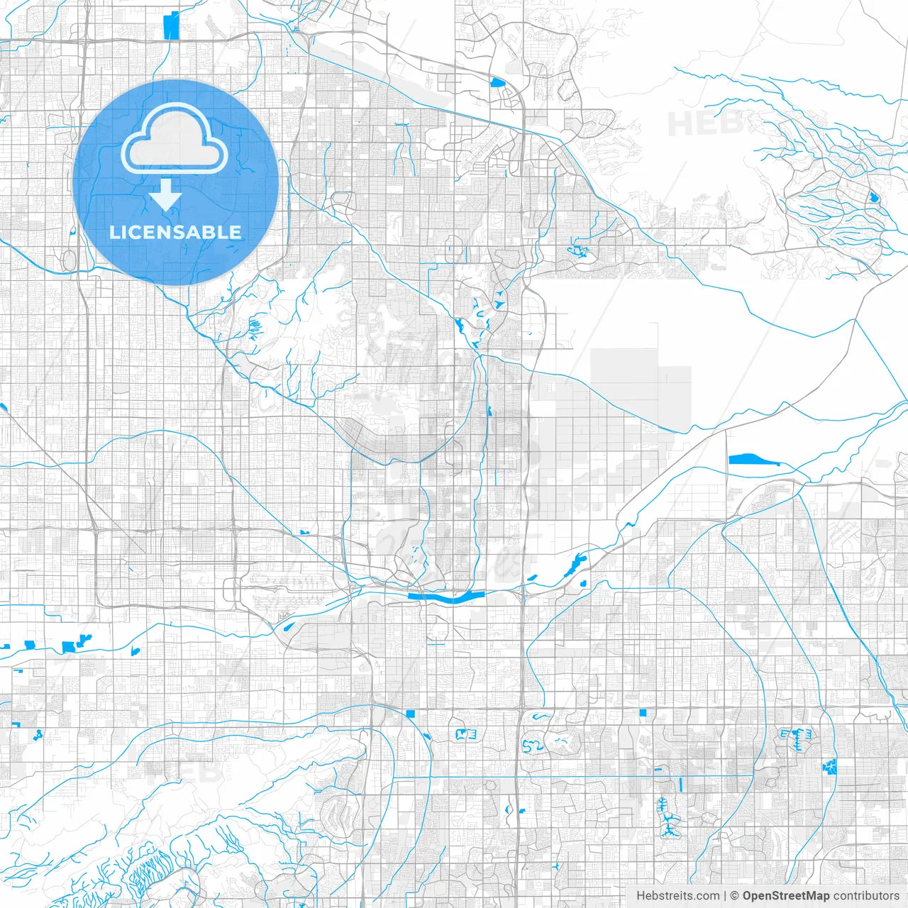 Rich detailed vector map of Scottsdale, Arizona, U.S.A.