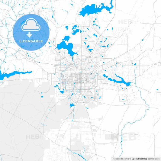 Rich detailed vector map of Tallahassee, Florida, USA