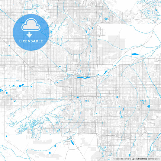 Rich detailed vector map of Tempe, Arizona, USA