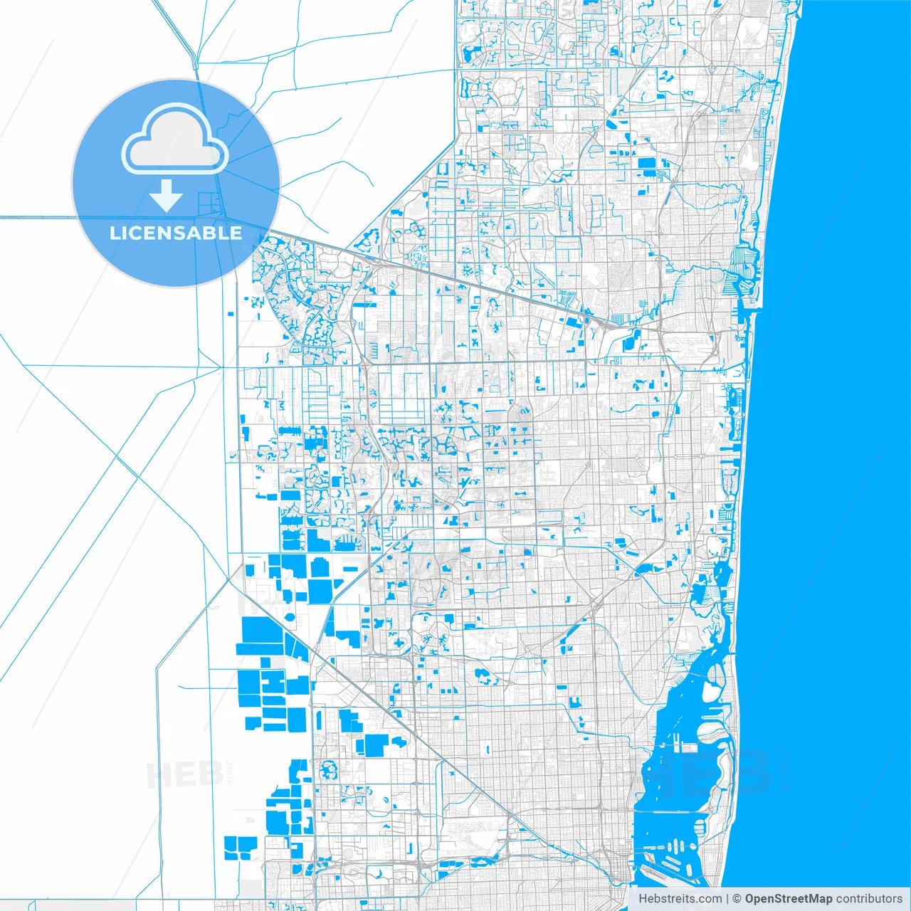 Rich detailed vector map of Pembroke Pines, Florida, USA