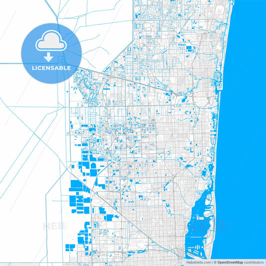 Rich detailed vector map of Pembroke Pines, Florida, USA