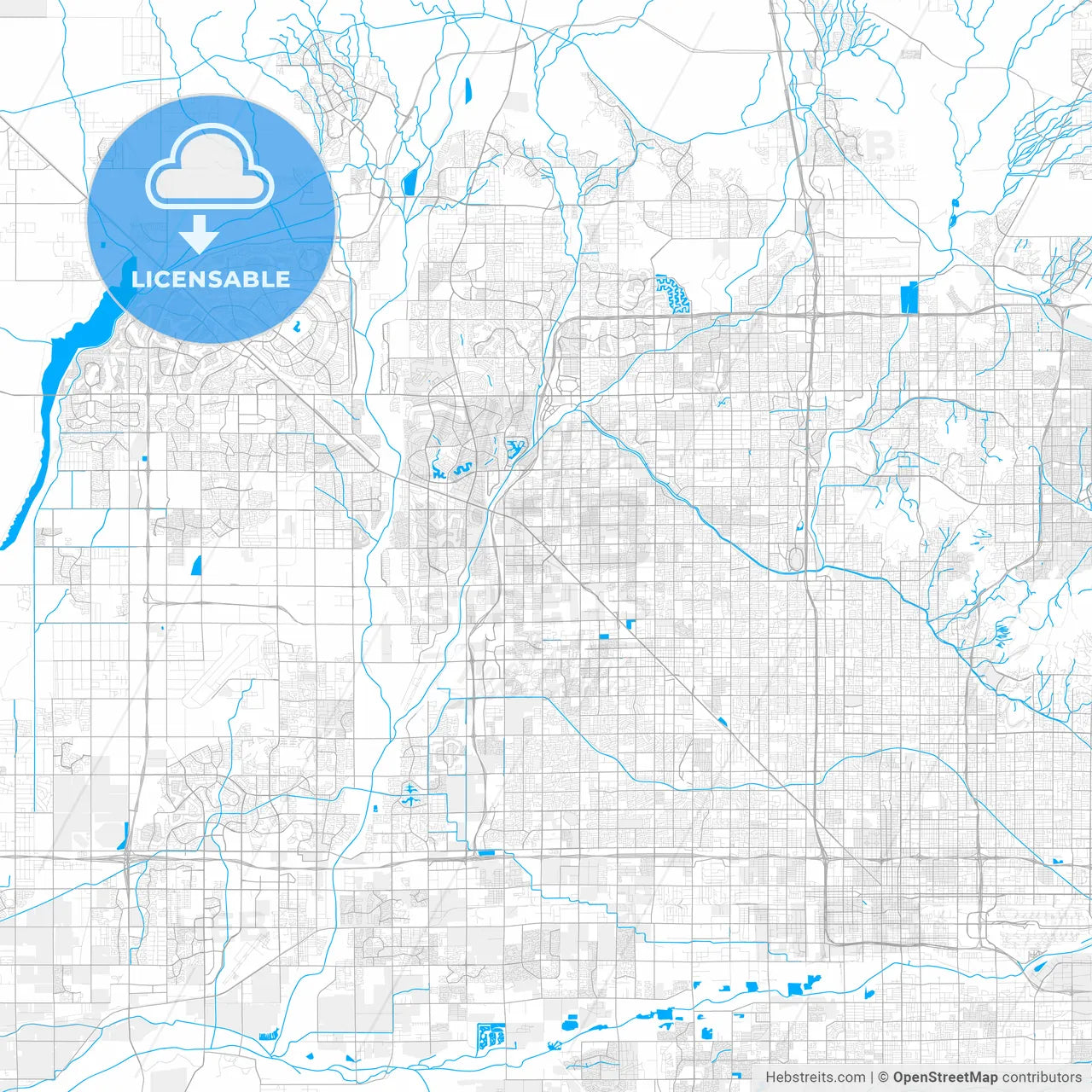 Rich detailed vector map of Peoria, Arizona, USA