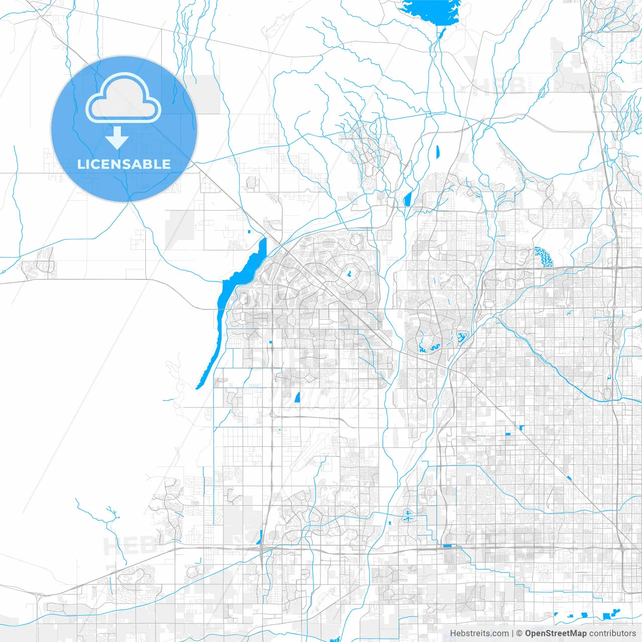 Rich detailed vector map of Surprise, Arizona, USA