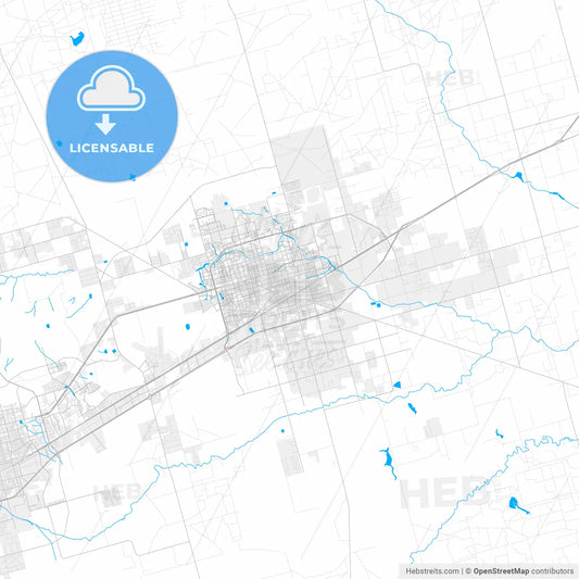 Rich detailed vector map of Midland, Texas, USA