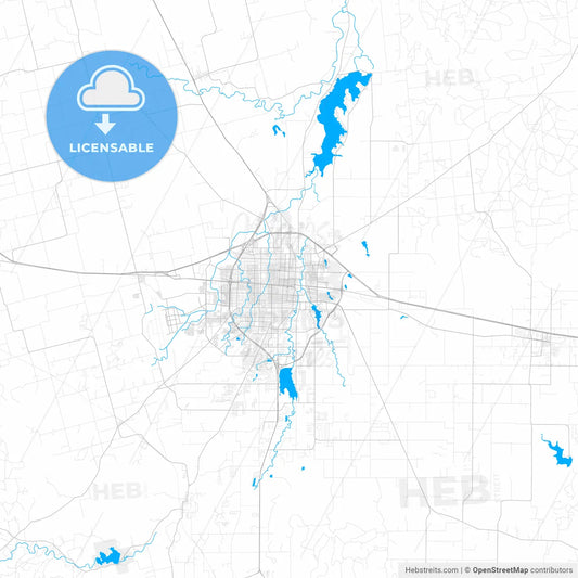 Rich detailed vector map of Abilene, Texas, USA