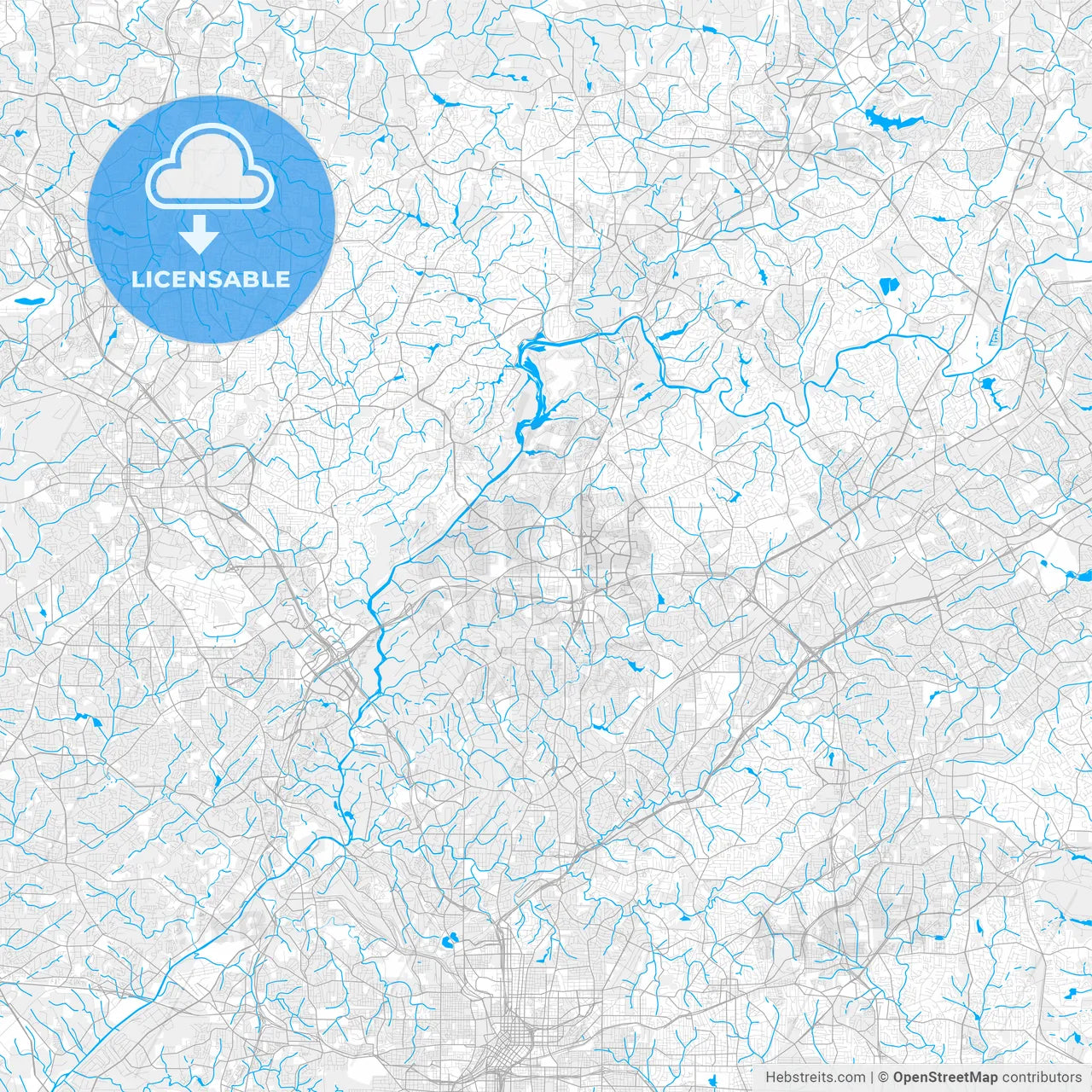 Rich detailed vector map of Sandy Springs, Georgia, USA