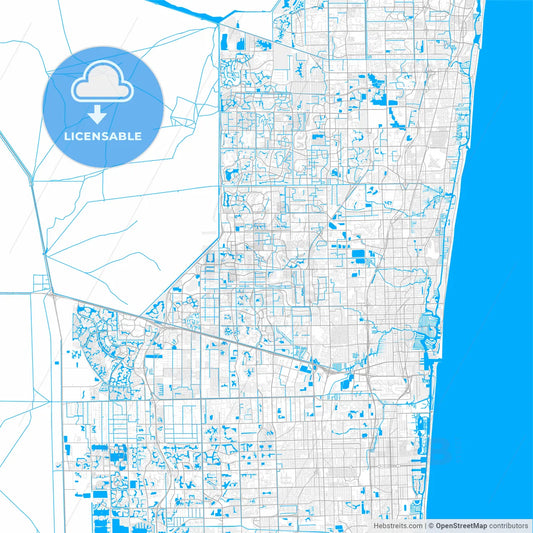 Rich detailed vector map of Sunrise, Florida, USA
