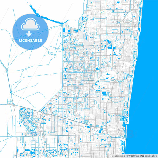 Rich detailed vector map of Tamarac, Florida, USA