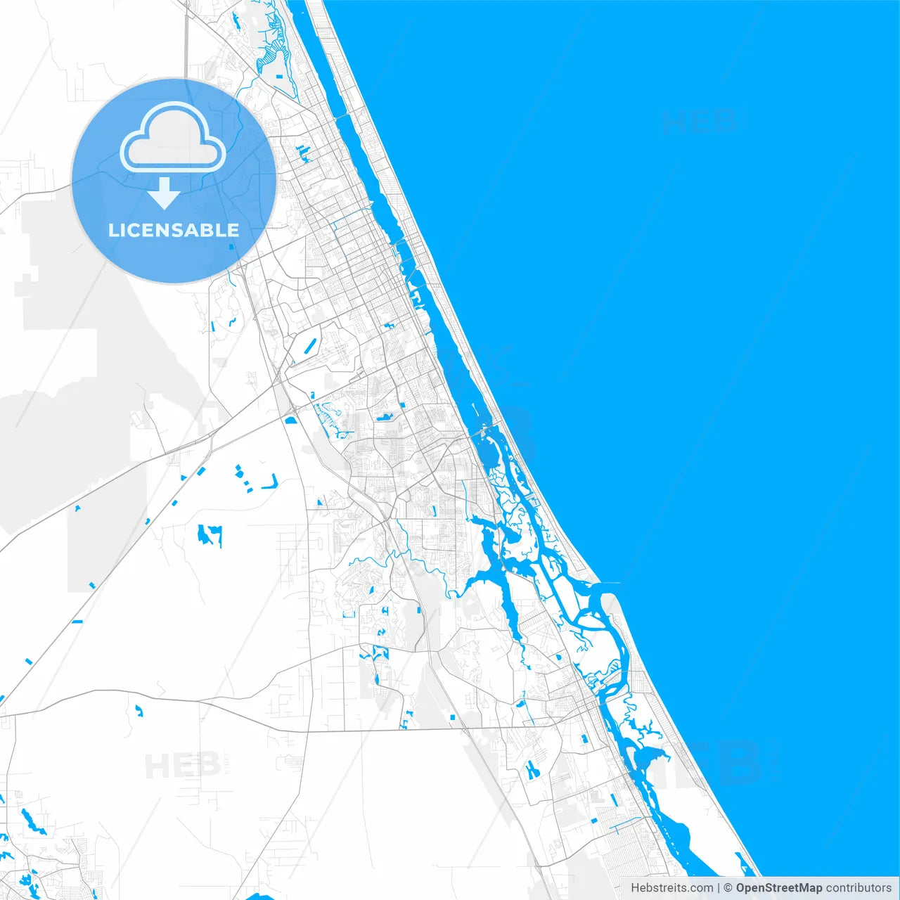 Rich detailed vector map of Port Orange, Florida, USA