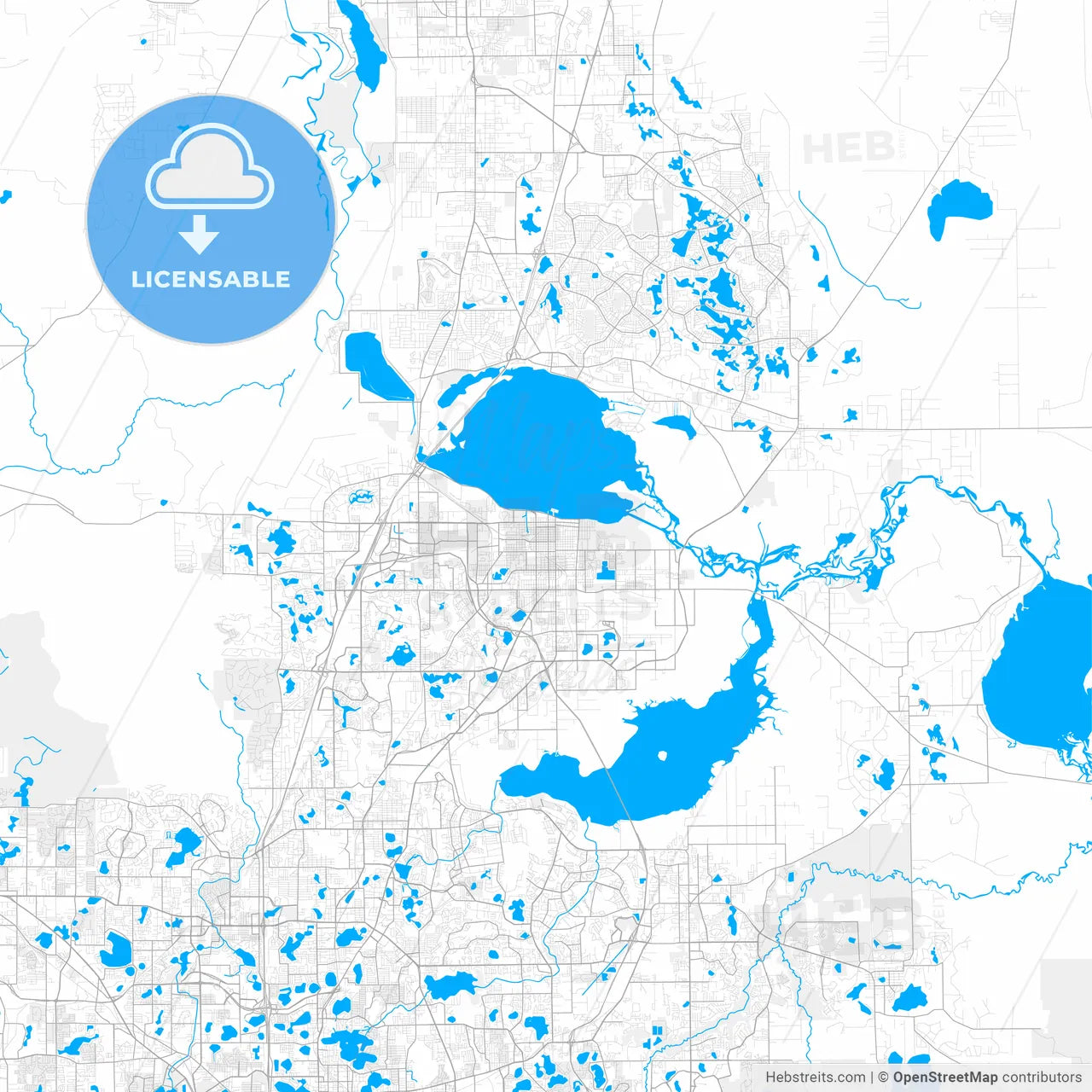Rich detailed vector map of Sanford, Florida, USA