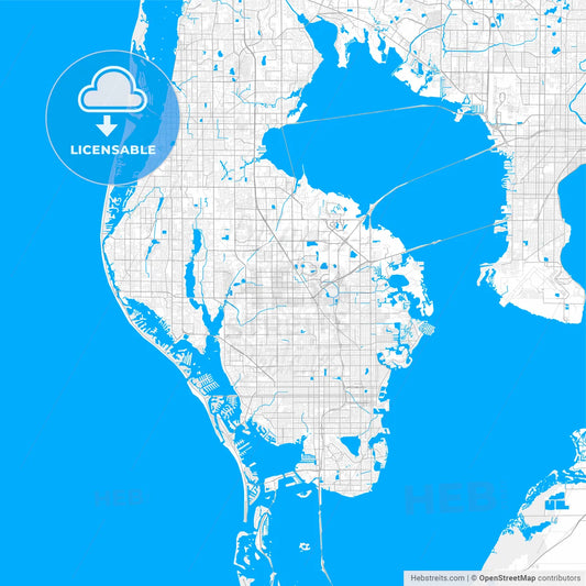 Rich detailed vector map of Pinellas Park, Florida, United States of America