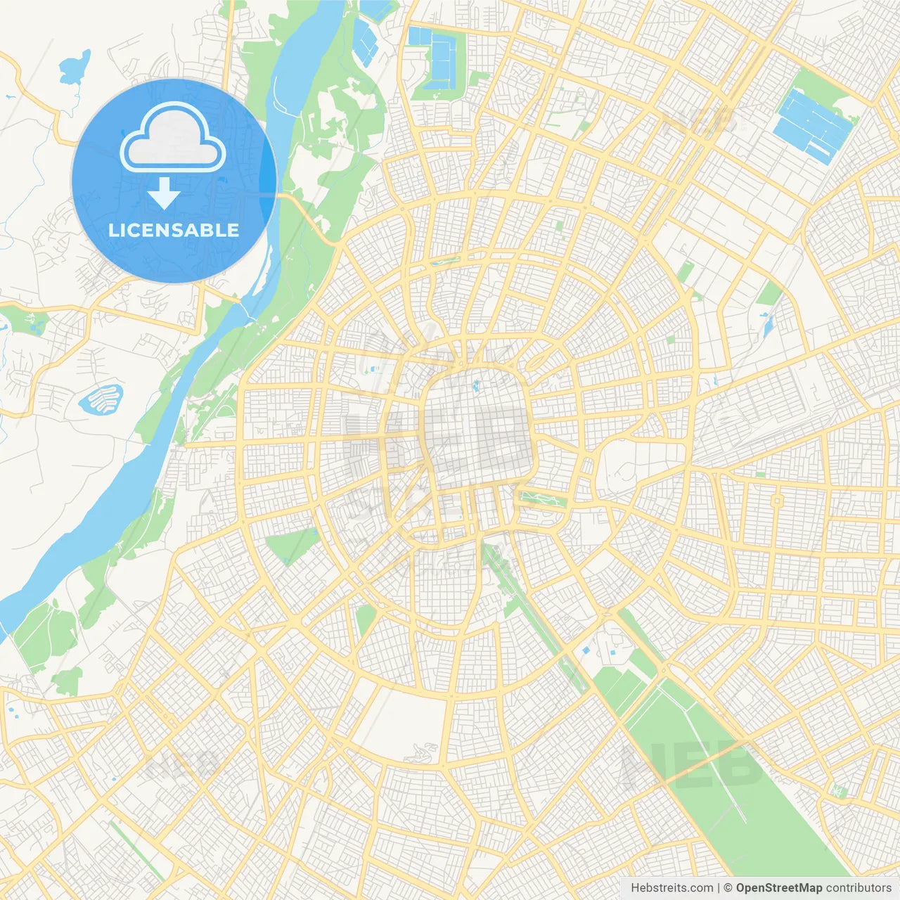 Printable street map of Santa Cruz de la Sierra, Bolivia