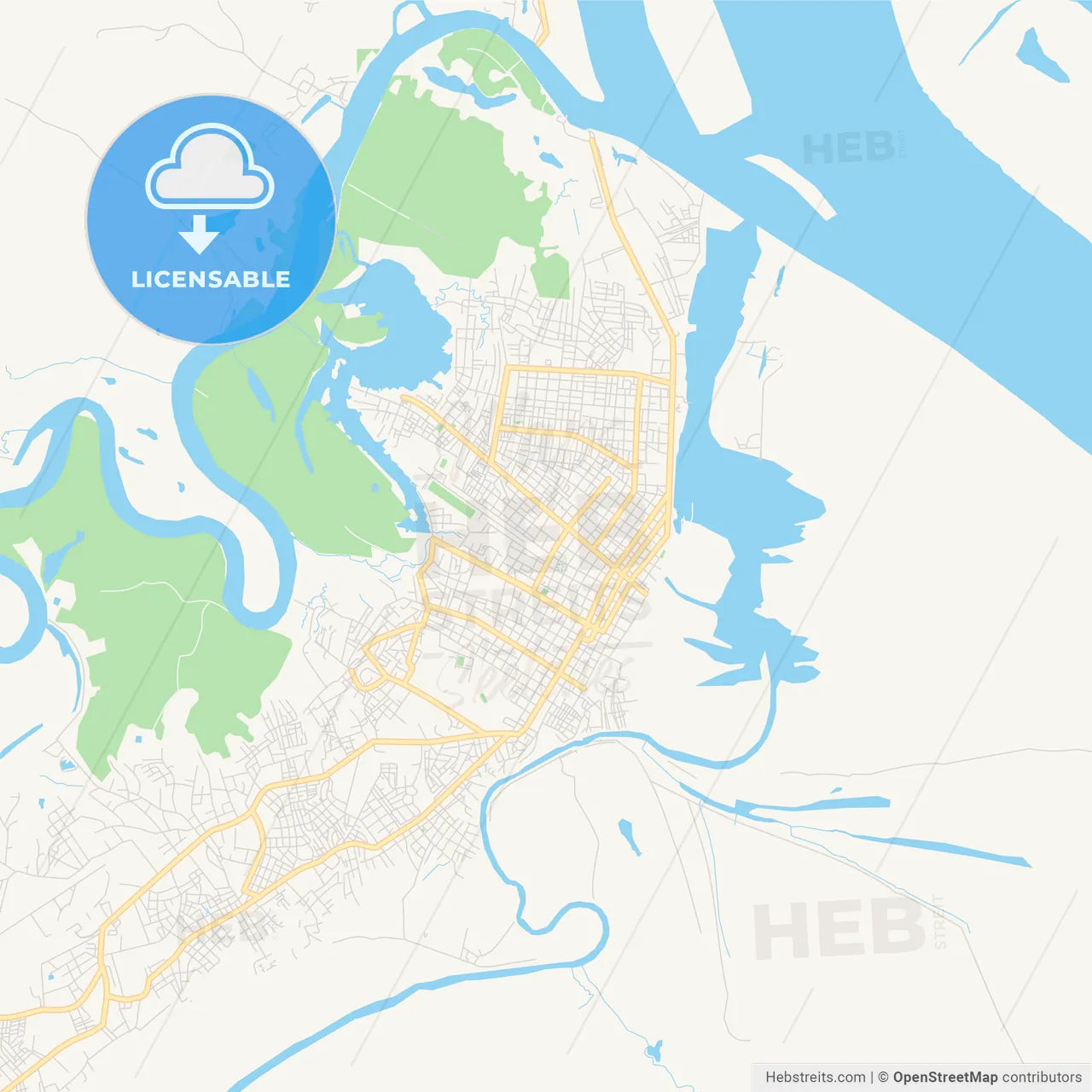 Printable street map of Iquitos, Peru