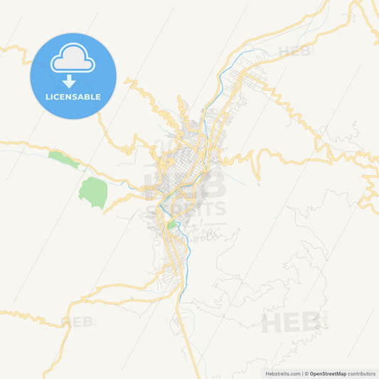 Printable street map of Huanuco, Peru