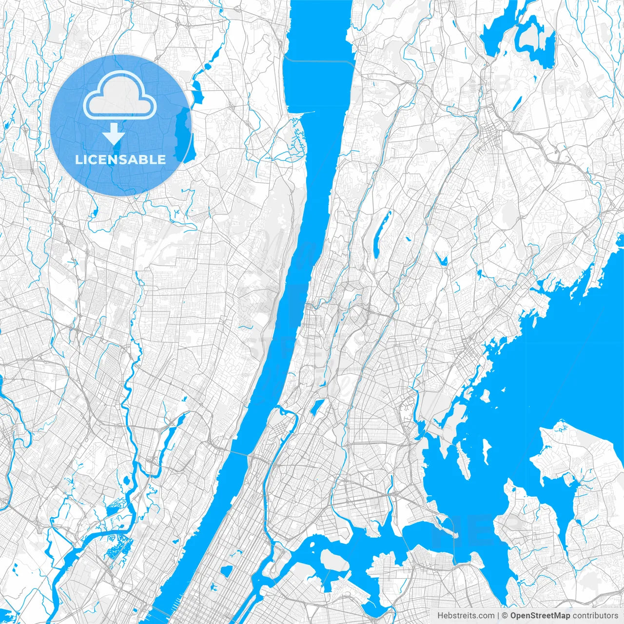Rich detailed vector map of Yonkers, New York, USA