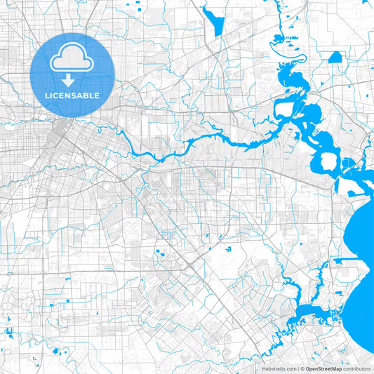 Rich detailed vector map of Pasadena, Texas, USA