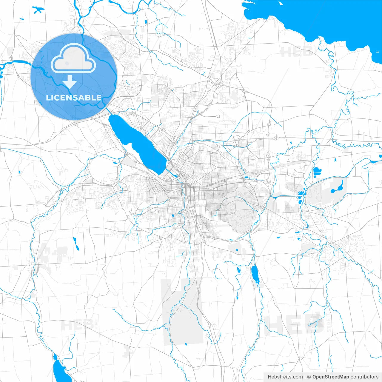 Rich detailed vector map of Syracuse, New York, USA