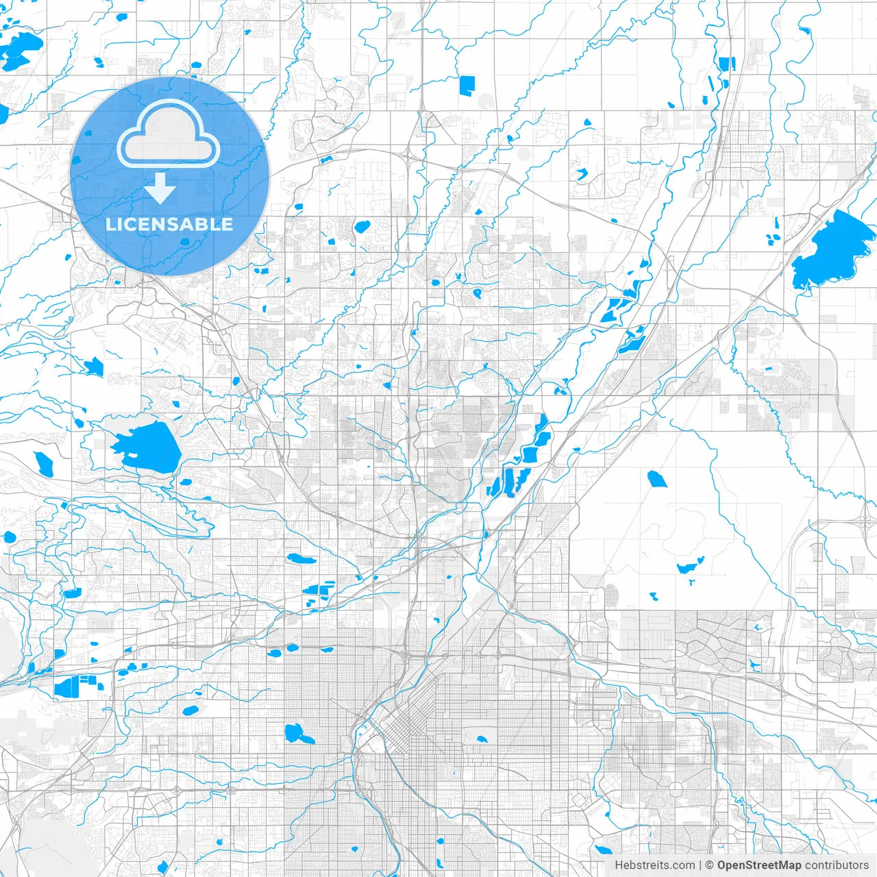 Rich detailed vector map of Thornton, Colorado, USA