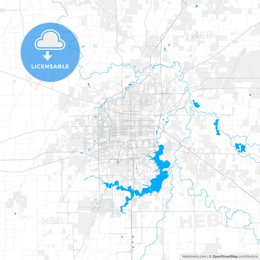 Rich detailed vector map of Springfield, Illinois, USA