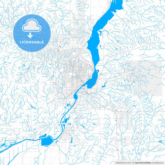 Rich detailed vector map of Peoria, Illinois, USA