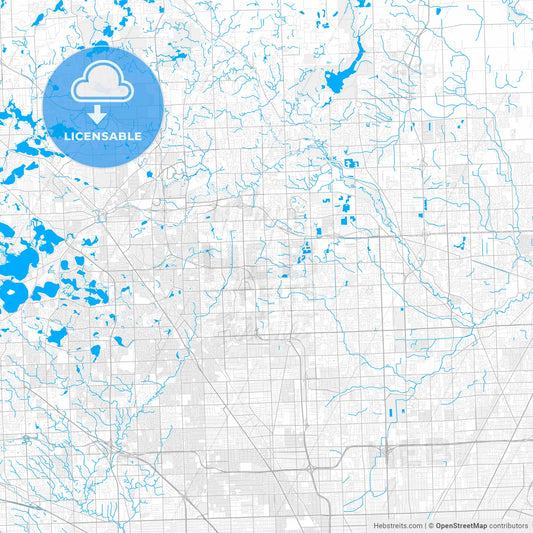 Rich detailed vector map of Troy, Michigan, USA