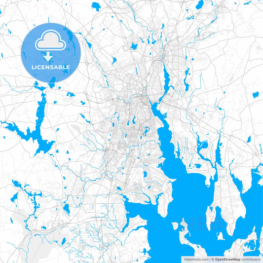 Rich detailed vector map of Cranston, Rhode Island, USA