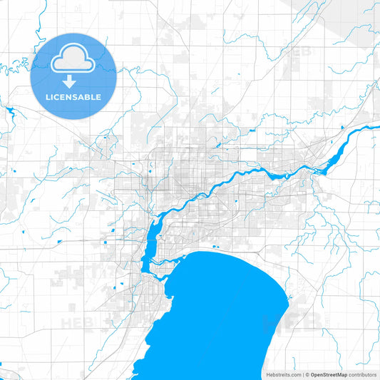 Rich detailed vector map of Appleton, Wisconsin, USA
