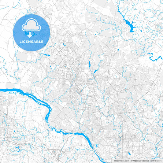 Rich detailed vector map of Rockville, Maryland, USA