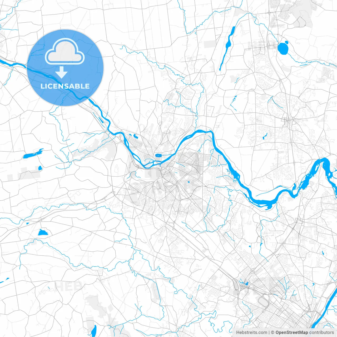 Rich detailed vector map of Schenectady, New York, USA