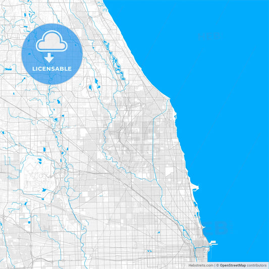 Rich detailed vector map of Skokie, Illinois, USA
