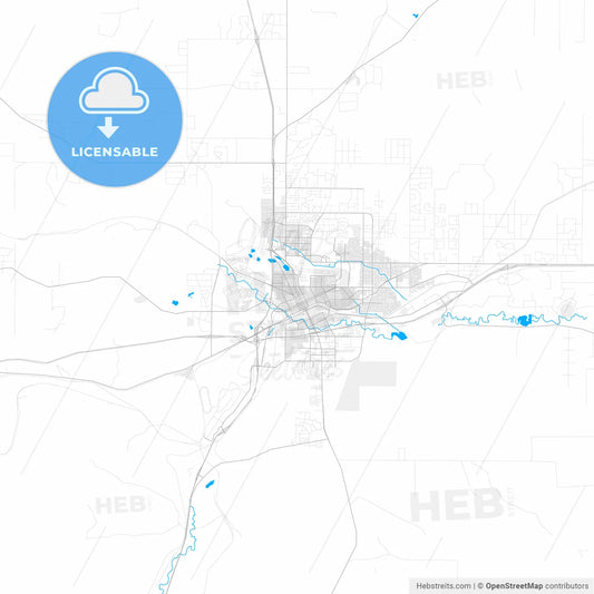 Rich detailed vector map of Cheyenne, Wyoming, USA