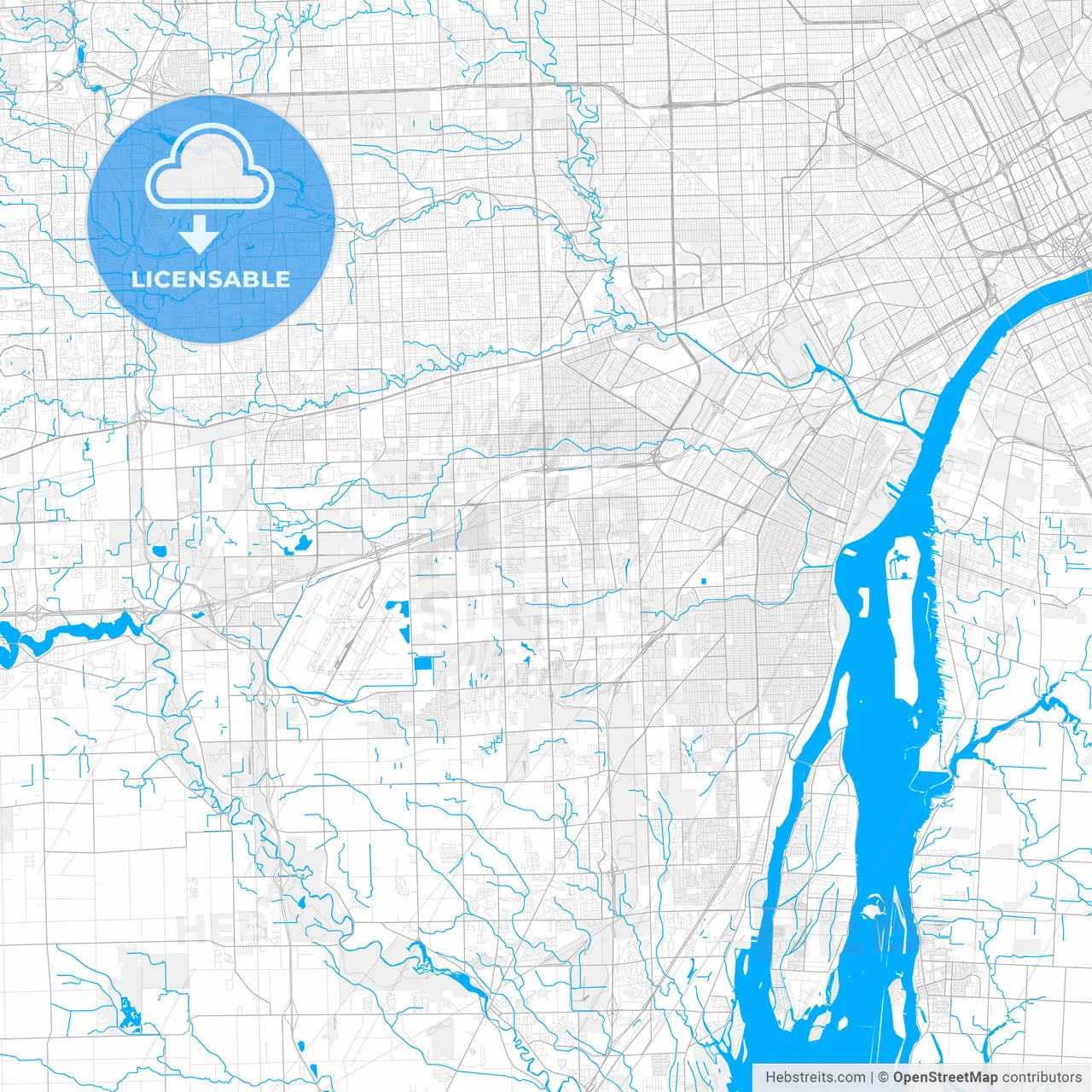 Rich detailed vector map of Taylor, Michigan, USA