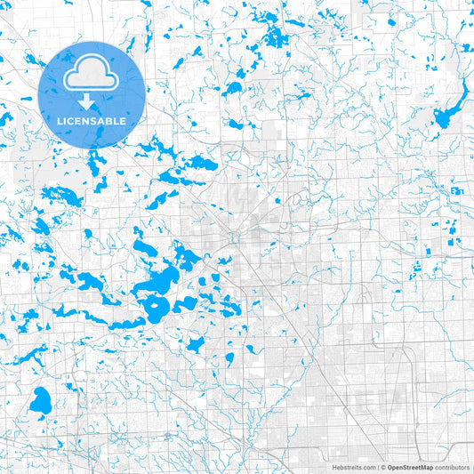 Rich detailed vector map of Pontiac, Michigan, USA