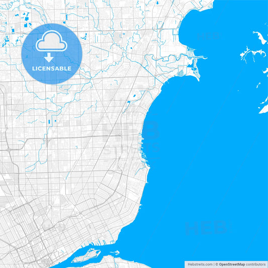 Rich detailed vector map of St. Clair Shores, Michigan, USA