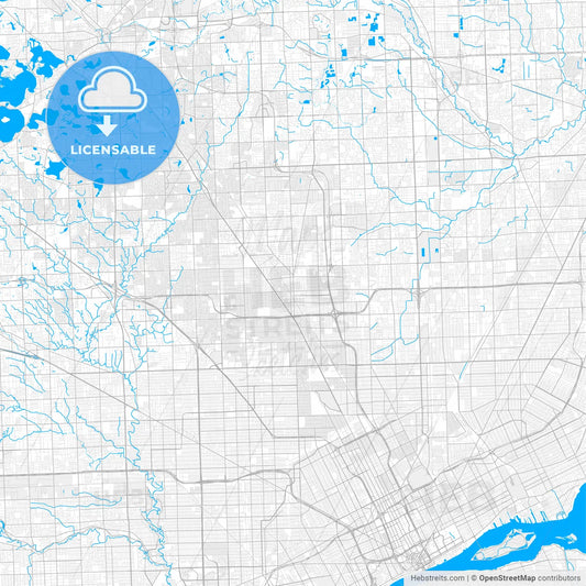 Rich detailed vector map of Royal Oak, Michigan, USA