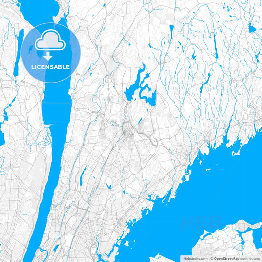 Rich detailed vector map of White Plains, New York, USA
