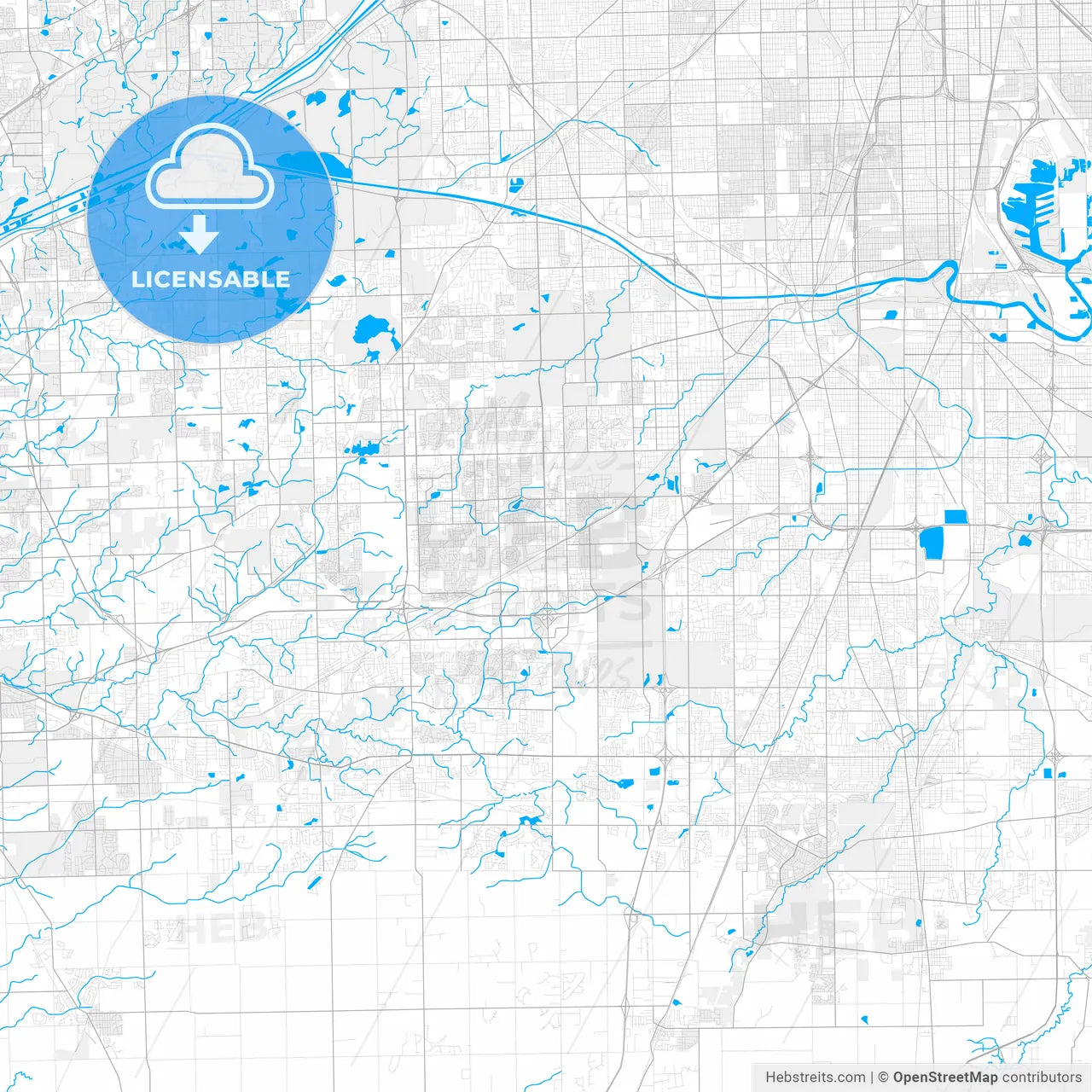 Rich detailed vector map of Tinley Park, Illinois, USA