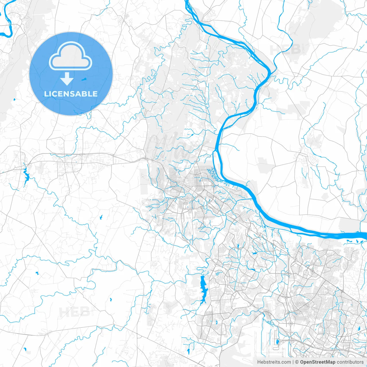 Rich detailed vector map of Leesburg, Virginia, United States of America