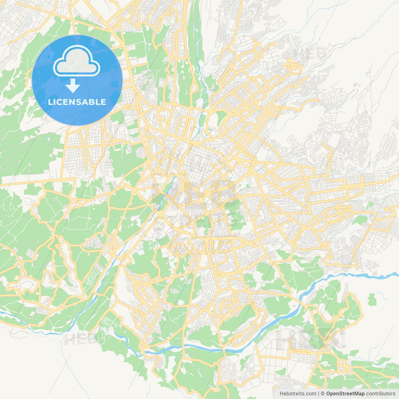 Printable street map of Arequipa, Peru